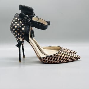 Sophia Webster J Crew Shoes Womens 9.5 Black Chevron D'Orsay Stiletto Heels
